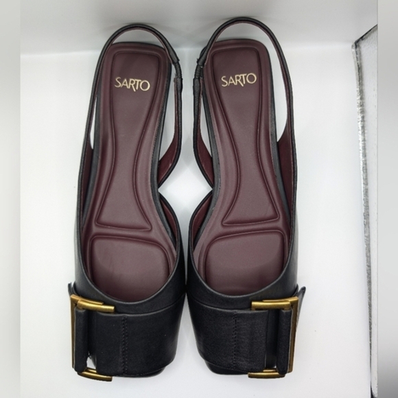 Franco Sarto Tracy Black Leather Slingback Flat Size 6.5 - Picture 1 of 15